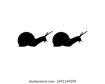 Silhouette of the Snails are also called Escargot, Flat Style, Pair Animal Series, can use for Logo, Art Illustration, Apps, Website or Graphic Design Element. Vector Illustration