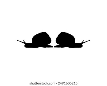 Silhouette of the Snails are also called Escargot, Flat Style, Pair Animal Series, can use for Logo, Art Illustration, Apps, Website or Graphic Design Element. Vector Illustration