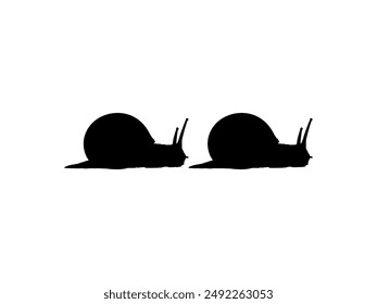 Silhouette of the Snails are also called Escargot, Flat Style, Pair Animal Series, can use for Logo, Art Illustration, Apps, Website or Graphic Design Element. Vector Illustration