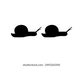 Silhouette of the Snails are also called Escargot, Flat Style, Pair Animal Series, can use for Logo, Art Illustration, Apps, Website or Graphic Design Element. Vector Illustration