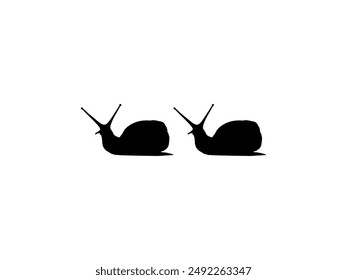 Silhouette of the Snails are also called Escargot, Flat Style, Pair Animal Series, can use for Logo, Art Illustration, Apps, Website or Graphic Design Element. Vector Illustration