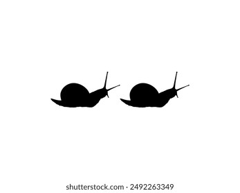 Silhouette of the Snails are also called Escargot, Flat Style, Pair Animal Series, can use for Logo, Art Illustration, Apps, Website or Graphic Design Element. Vector Illustration
