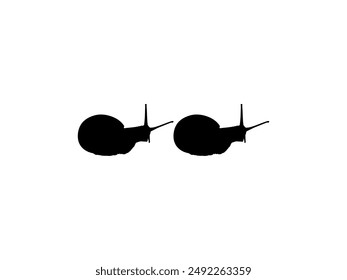 Silhouette of the Snails are also called Escargot, Flat Style, Pair Animal Series, can use for Logo, Art Illustration, Apps, Website or Graphic Design Element. Vector Illustration