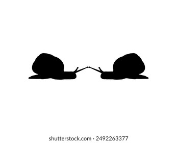 Silhouette of the Snails are also called Escargot, Flat Style, Pair Animal Series, can use for Logo, Art Illustration, Apps, Website or Graphic Design Element. Vector Illustration