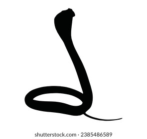 Silhouette snake cobra tattoo isolate on white background.