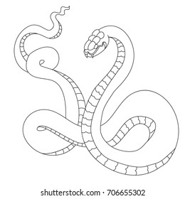 silhouette snake cobra tattoo isolate on white background. king Cobra snake with mouth open.Snake cobra illustration.