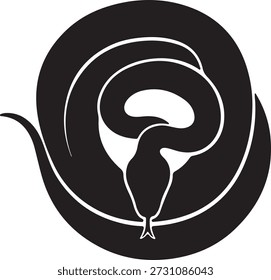 Silhouette of a snake coiled within a circular boundary, representing a pharmacy or medical symbol
