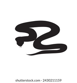 silhouette snake flat vector illustration
