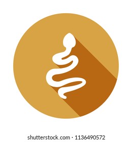 silhouette of a snake icon in Flat, Long shadow on white background