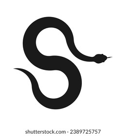 Silhouette of snake isolated on white background
