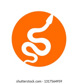 Silhouette snake lable. Isolated symbol or icon snake on white background. Abstract sign snake. Vector illustration