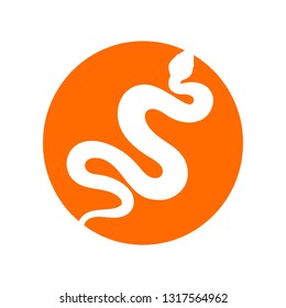 Silhouette snake lable. Isolated symbol or icon snake on white background. Abstract sign snake. Vector illustration