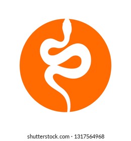 Silhouette snake lable. Isolated symbol or icon snake on white background. Abstract sign snake. Vector illustration