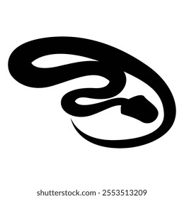 Silhouette of a Snake on a Solid Background