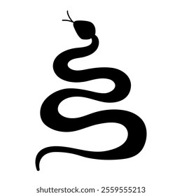 Silhouette of a snake on a white background, symbol of 2025, vector illustration isolated on a white background.