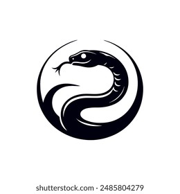 Silhouette of Snake Simple Vector Design, rasal viper snake