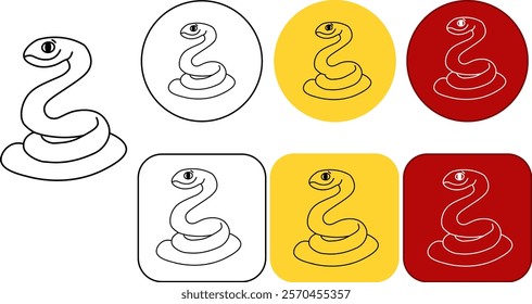 Silhouette of Snake Simple Vector Design logo, rasal viper snake graphic line
