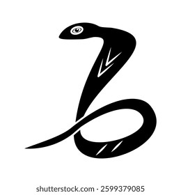 Silhouette of Snake Simple Vector Design, rasal viper snake
