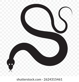 Silhouette of Snake Simple Vector Design, rasal viper snake on Transparent Background. EPS 10.
