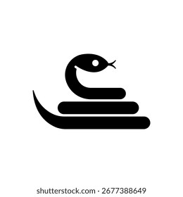 Silhouette of Snake Simple Vector Design, rasal viper snake, vector illustration