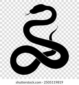 Silhouette of snake. Symbol of 2025 years isolated on transparent background