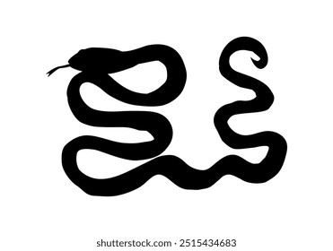 Silhouette of a snake with its tongue hanging out. Vector flat illustration, symbol of 2025