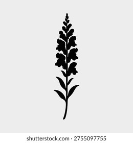 Silhouette snapdragon flower single botanical bloom vector illustration