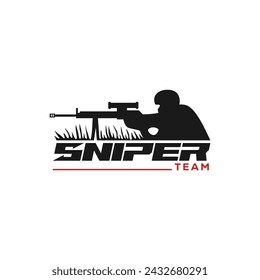 silhouette sniper logo design vector