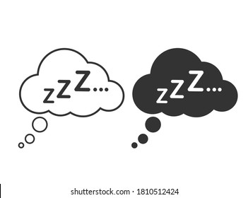 Silhouette Snoring Sign. Zzz Sleeping Bubble Icon. Sleep Symbol For Your Web Site Design. 