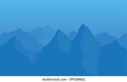 Silhouette of snow in mountains a tall