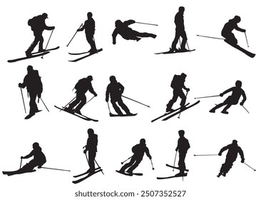 silhouette of snow skier full isolated 