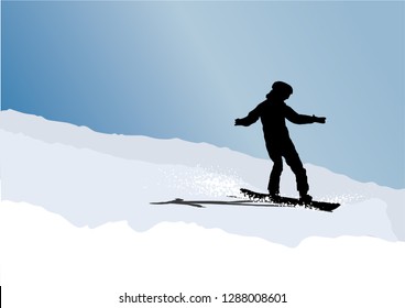 Silhouette of snowboarder