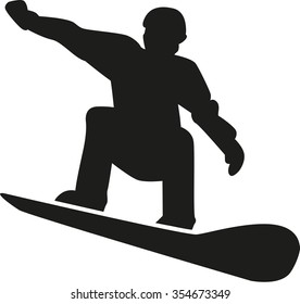 Silhouette of a snowboarder