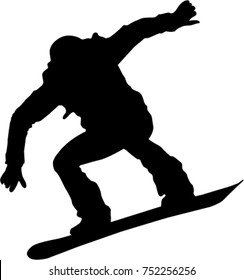 Silhouette Snowboarder Isolated On White Background Stock Vector ...