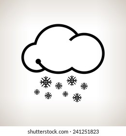 Silhouette snowfall, clouds with snowflakes  on a light background , black and white  vector illustration