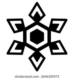 Silhouette Snowflake Symbol Design Isolated on White Background