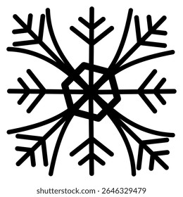 Silhouette Snowflake Symbol Design Isolated on White Background