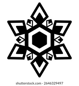 Silhouette Snowflake Symbol Design Isolated on White Background