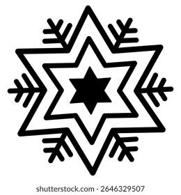 Silhouette Snowflake Symbol Design Isolated on White Background