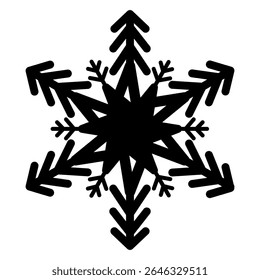 Silhouette Snowflake Symbol Design Isolated on White Background