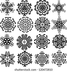 silhouette of snowflakes - vector illustration