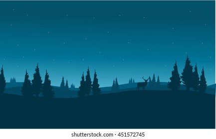 silhouette of snowing winter town vector illustration