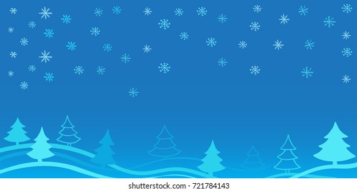 silhouette of snowing  winter town,  vector illustration. Winter border. Houses