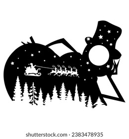 Silhouette of Snowman, Hand Drawn, Vector Illustration
