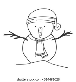 silhouette snowman with hat and scarf