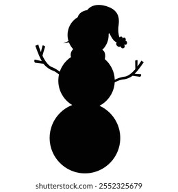 Silhouette of a Snowman with Hat and Scarf Against Sunset