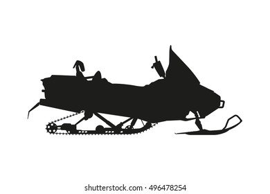 Silhouette of a snowmobile on a white background. Transport for extreme winter sports. Vector illustration
