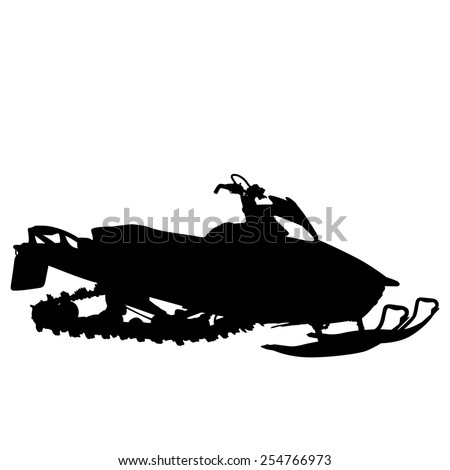 Download Silhouette Snowmobile On White Background Vector Stock ...