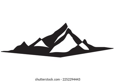 Silhouette of snowy mountains and sun. Web banner with mounts in simple linear style. Adventure winter sports concept isolated on white background. Vector illustration
black and white mountain drawing