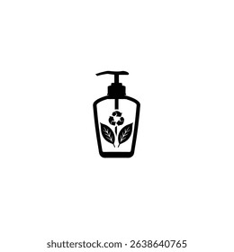 Silhouette of a soap dispenser with eco-friendly elements, minimal